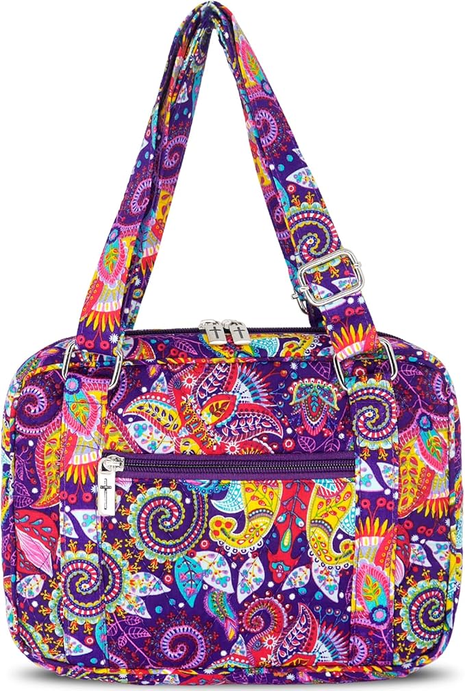Bible Cover for Women with Adjustable Straps, Extra Large Study Bible Carrying Case Bag with Zip Pocket, 11.3x8.3x2.7 Inches