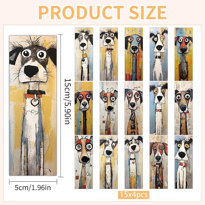 60 Pcs Funny Dog Bookmarks Bulk, Cute Puppy Theme Paper Book Marks for Reading Kids, Colorful Cartoon Dog Page Markers for Women Men Kids, Book Lover Gifts and Classroom Supplies