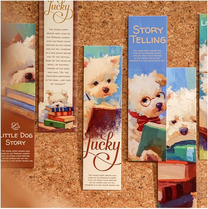 Cute Funny Animal Theme Colorful Bookmarks, 30 PCS (Dog Story)