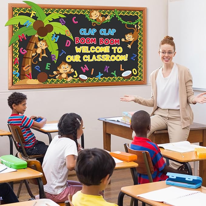Blosssound Bulletin Board Set Boom Alphabet Letter Classroom Decorations Classroom Tree Cutouts for Students Teachers Kindergarten Primary School Education Back to School Wall Supplies