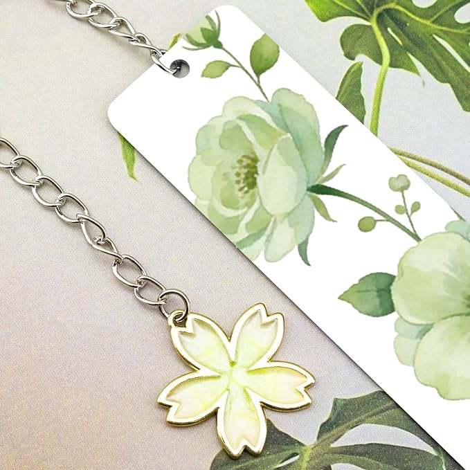 Cute Flower Bookmark Metal Bookmarks Book Marks for Reading Women Kids Bookmarks for Book Lovers Book Markers for Women Reading Accessories (Green Flower)