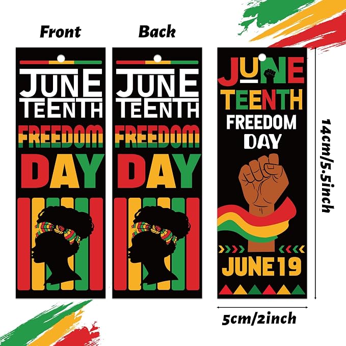 Haooryx Juneteenth Bookmarks - 120Pcs 1865 Juneteenth Bookmarks with Ribbon Celebration June 19 Freedom Day Book Marks for Africa Americans Independence Day Classroom Inspirational Handouts Supplies