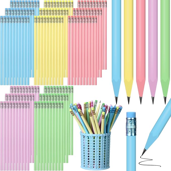 Cholemy 120 Pcs Welcome Back to School Gifts Colorful #2 HB Pencils Bulk with Top Eraser Unsharpened Decorative Pencils for Students First Day of Schools Classrooms Reward(Colorful,Pastel)
