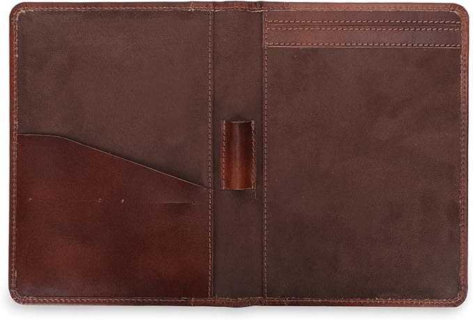 Leather Junior Padfolio 5x8 – Refillable Notepad Holder, Slim Business Portfolio Organizer, Compact Writing Pad Cover for Professionals, Men & Women (Wine)