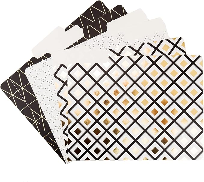U Brands Fashion File Folders, 1/3-Cut Tabs in Assorted Positions, Letter Size, Office Supplies, 6 Count (Classic)