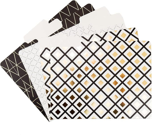 U Brands Fashion File Folders, 1/3-Cut Tabs in Assorted Positions, Letter Size, Office Supplies, 6 Count (Classic)