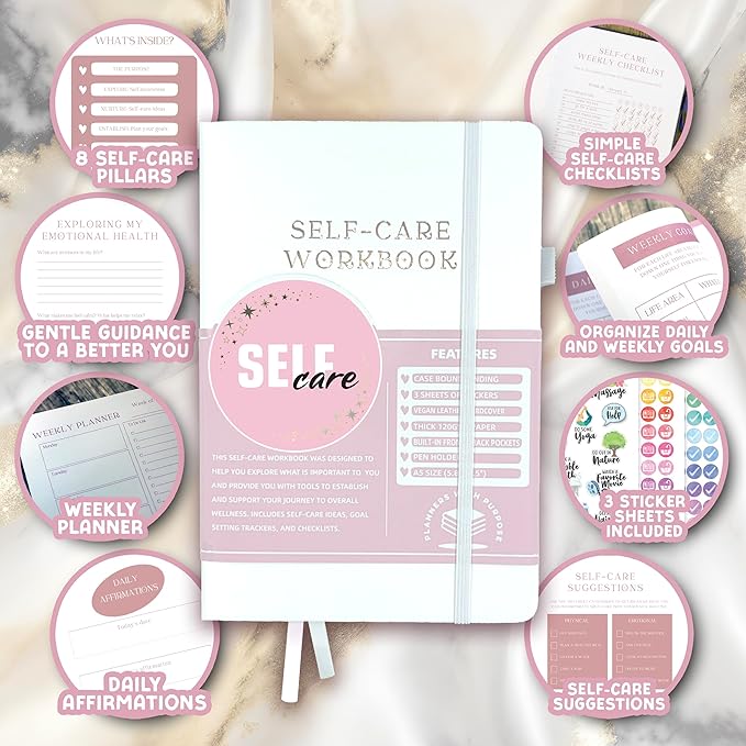 Planners with Purpose Self-Care Planner for Women - Wellness & Mindfulness Journal with Guided Prompts, Self Love & Gratitude Exercises - Daily Reflection & Goal Setting Notebook - Aesthetic Hardcover A5 (white)