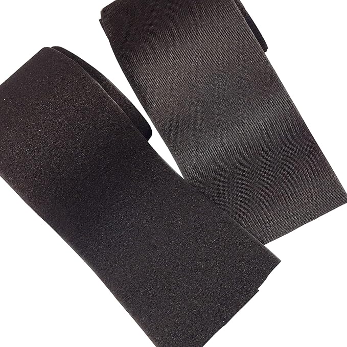 BlueDot Trading One Set of Hook & Loop Fastener Sew-On Style for use with Bags, Clothes, Costumes, Office, Home, or School, 6" Wide x 2' Length, Black