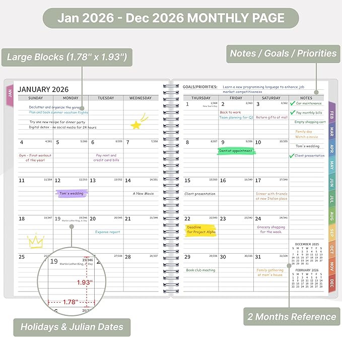 2026 Appointment Book, 30 Minutes-Hourly, Weekly ＆ Monthly Calendar Planner 2026, Jan 2026 - Dec 2026, 8.5'' x 11'', 2026 Daily Planner with Tabs ＆Pocket, Flexible Cover, Great for Office, Home, School