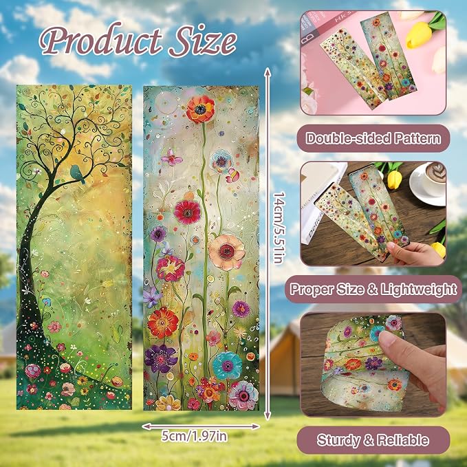 Vintage Spring Bookmarks Gifts - 120 Pcs Flower Butterfly Bookmark Paper Fairy Bird Book Marks Page Marker Clip Favors for Women Men Office Home Book Lovers Reading Home Supplies