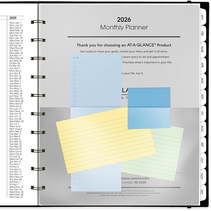 AT-A-GLANCE 2026 Planner, Monthly, 8.75" x 11", Large, Move-A-Page, Black (70260E0526)