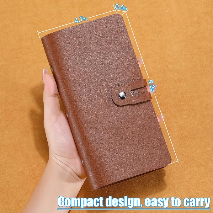 Leather Receipt Organizer, Portable Receipt Holder for Travel, Daily Coupon Organizer with 20 Pockets and 12 Card Slots to Keep Receipts and Coupons Organized, Prevent Loss and Damage (Brown)