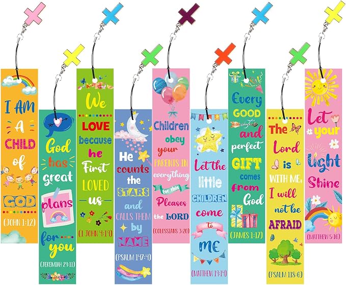 Zonon 18 Pcs Christian Bookmarks for Kids Bible Verses Religious Gift Scripture Inspirational Quotes Bookmarks Page Markers Supplies Sunday School Gifts Church Supplies for Teacher