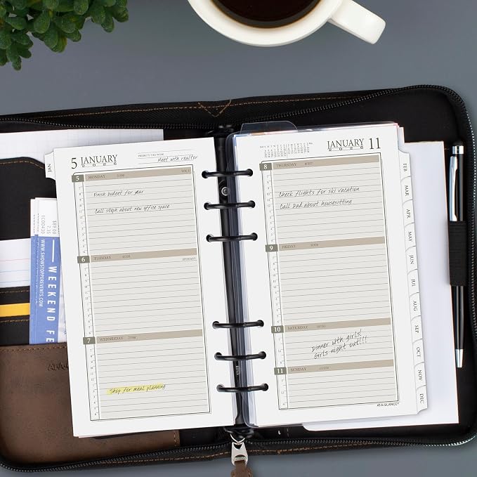 AT-A-GLANCE 2026 Planner Refill, Weekly & Monthly, 3.75" x 6.75", Portable Size 3, Loose-Leaf (471-285Y-26)