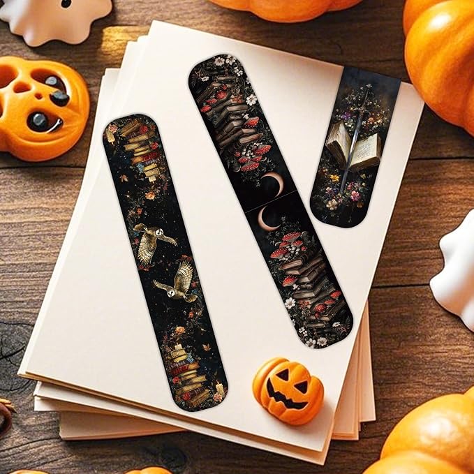 Dark Academia Magnetic Bookmarks: 30 PCS Gothic Witchy Vintage Book Marks, Skull Cat Rose Owl Bookmark for Book Lovers, Readers and Students, Perfect Gifts for Women Men
