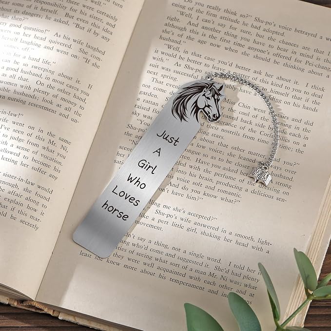 Horse Bookmark Gifts for Women - Funny Just A Girl Who Loves Horse Metal Book Marks Cute Animal Bookmarks Best Stuff Decor Reading Kids Daughter Students Teacher School Birthday Graduation
