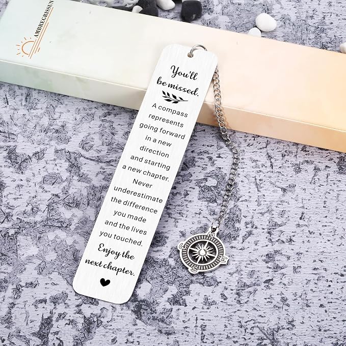 You Will Be Missed Compass Bookmark, Farewell Gifts for Coworkers, Leaving Goodbye Going Away Gifts for Coworker Women Best Friends Her Manager Boss Teacher, Birthday Retirement for Coworkers