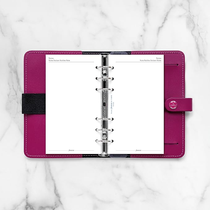 Filofax Calendar Diary Refill, Personal/Compact Size, Week on One Page with Notes, White Paper, Multilingual: Five Languages, 2025 (C68409-25)