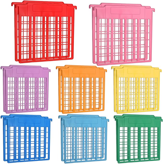 party greeting 16 Pack File and Folder Dividers 9x11.4 Inches Plastic Hanging Filing Cabinet Dividers Organizers Insertable File Separators Supplies for Office Drawer Organization (Rainbow)