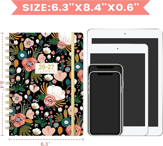 Planner 2026-2027 - Weekly Monthly Planner from July 2026 to June 2027, Agenda with Thick Paper, Pocket, Tabs, 6.4'' x 8.5''