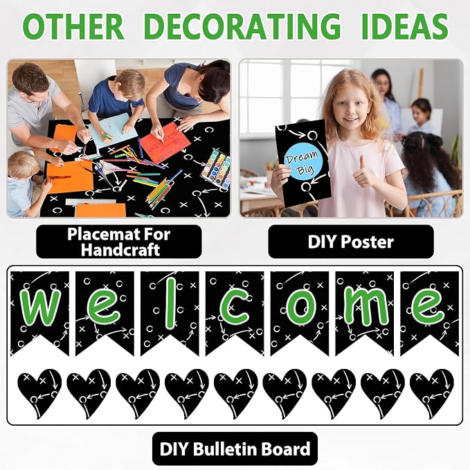 Qyeahkj Football Bulletin Board Paper Roll Football Tactic Bulletin Board Background Paper Fade Resistant Classroom Decoration Poster Art Craft Home Wall Education Decoration Supplies 17.7in x 20ft