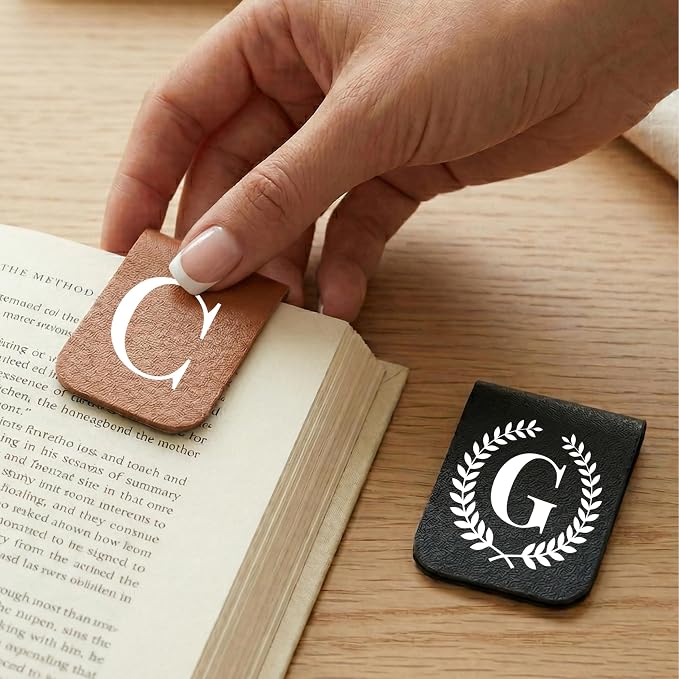 Personalized Magnetic Leather Bookmark, Custom Initial Bookmark, Monogram Bookmark for Book Lovers, Teacher Gift, Reader Gift, Name Bookmark