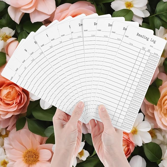 Mabor 12Pcs Reading List Bookmark Fun Library Cards Blank Reading Journal Bookmark Book Read Accessories for Book Lovers Read Chart for Students Adults