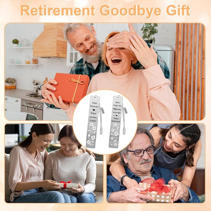Retirement Gifts for Women 2026Coworker Retirement Bookmarks for Women Men Book Lovers Farewell Going Away Goodbye Appreciation Retirement Gifts for Retired Teacher Nurse Colleagues(2Pcs Metal)