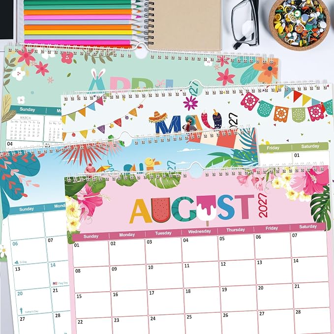 GuassLee Wall Calendar 2026-2027, 19 Months Running from Jun. 2026 to Dec. 2027, 14" X 11" Paper Hanging Planner Wall with Thick Paper for Office Home Planning & Organizing