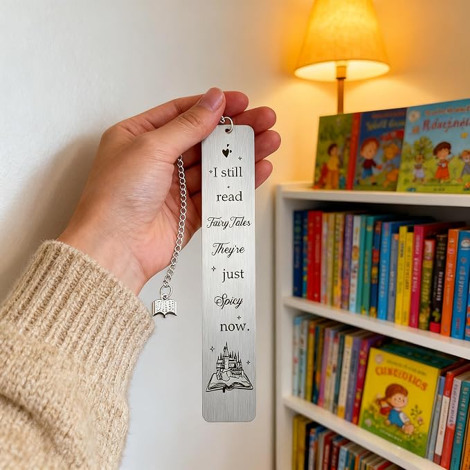 Funny Gifts for Women, Spicy Book Lover Bookmark for Her, Romantasy Reader Gifts for Friend, I Still Read Fairytales Book Marker for Book Club, Birthday Christmas Gifts