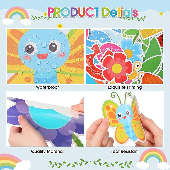 Pasimy Spring Bulletin Board Decorations Set 3D Sunflower Bulletin Board Bee Classroom Decor Honeycomb Butterfly Flower Kindness Cutouts Borders for Home Office Wall Door Window Supplies(Rainbow)