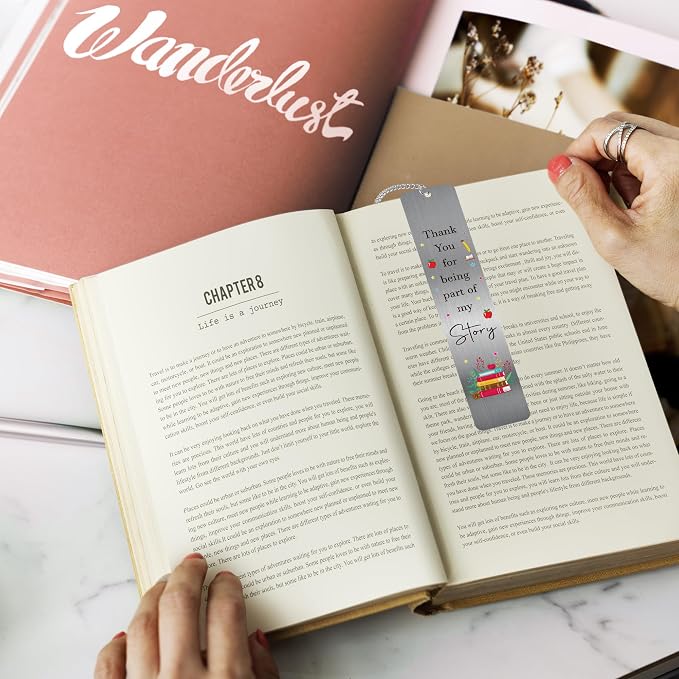 Thank You Gifts Metal Bookmark, Thank You for Being Part of My Story, End of Year Gifts for Wome Friends Teachers Coworkers, Appreciation Book Mark Gift Set for Birthday Christmas Blanket Stuffer