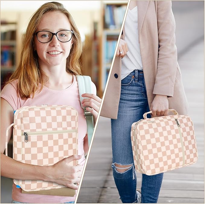 WOBAGMEN Bible Cover Case for Women,Cordoury Bible Cover with Handle,Checkered Bible Book Cover,Carrying Case Bible Protective Christian Gift(Checkered, L)