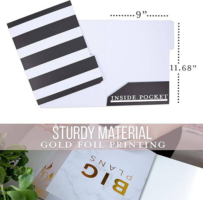 Decorative File Folders Letter Size - Pack of 16 Gold Chic Colored Manilla Folders with Pockets for Hanging Filing Folders - File Organizer Folder Set fits Letter Hanging Files