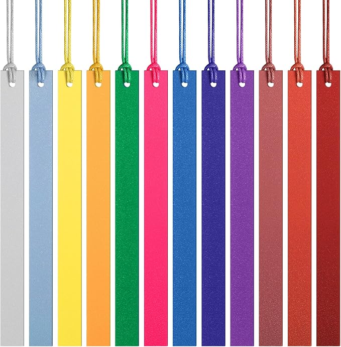 Kosiz 12 Pcs Leather Bookmarks Colorful Engravable Blank Leather Bookmarks Back to School Gifts for Men Women Teachers Students Book Lovers Reading Supplies(Bright)