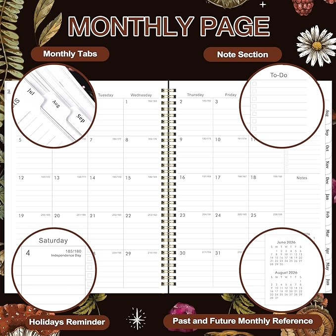 Planner 2026-2027 - July 2026 - June 2027 Planner, 8.5" x 11" Weekly and Monthly, Calendar 2026-2027 Spiral Bound with 12 Monthly Tabs, Inner Pocket