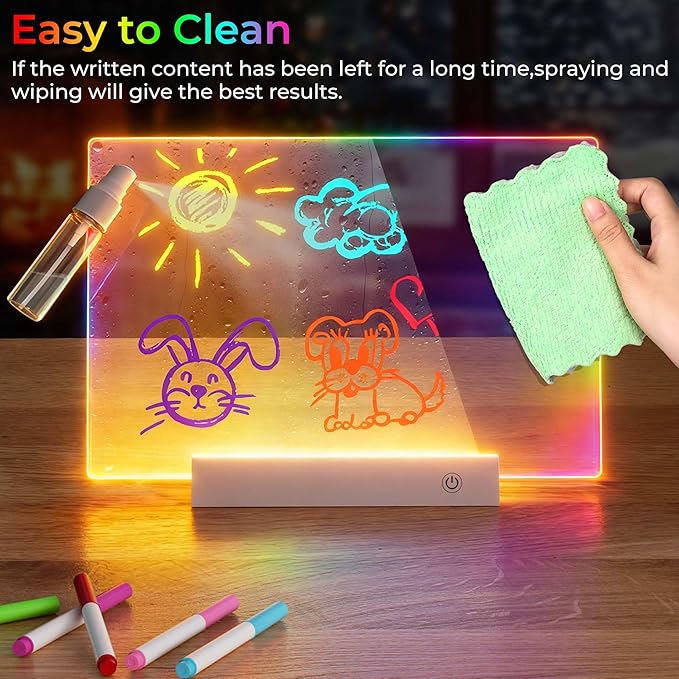LED Drawing Board with Remote Control,Rechargeable Glow Doodle Light Up Drawing Tablet,9 Colors & 2 Modes Dry Erase Neon Led Note Board for Decor & Message,Birthday Graduation Gift,White