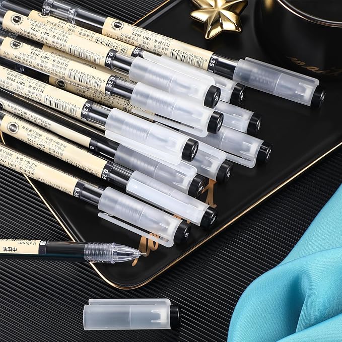 Chinco 24 Pieces 0.35 mm Black Gel Ink Pen Japanese Stationery Extra Fine Chinese Ballpoint Pen for Office School Korean Stationery Supply
