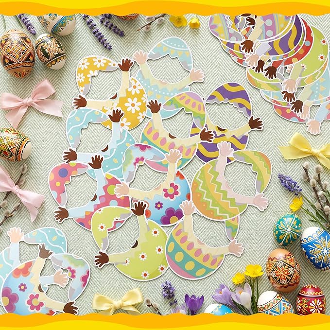 Gersoniel 72 Pcs Easter Egg Face Cutouts for Kids Easter Bulletin Board Decoration Spring DIY Paper Paper Cuts Egg Cartoon Cutouts Decoration for Holiday Party Supplies Kids Photo Crafts Home Decor