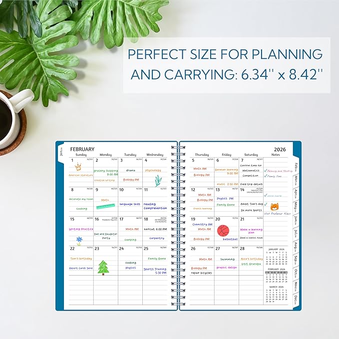 Monthly Planner 2026-2030, 5-Year Calendar Planner 2026-2030, Jan 2026 – Dec 2030, 6.2 x 8.4 In, Ruled Spread, Flexible Cover, Spiral Wirebound, Pocket, 60 Coated Monthly Tabs, Notes ＆ Habit Tracker