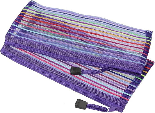 MECCANIXITY Mesh Zipper Pouches, B6 Colorful Pencil Case Document File Bags Storage Organizer for Office Supply Travel Accessory, Purple Pack of 6