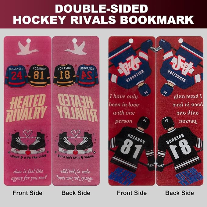 for 2 Pack Heated Rivalry Merch Inspired Bookmark Stuff, Ilya Rozanov 81 Shane Hollander 24 Bookmarks Gifts Accessories Merchandise for Fans Women Men Birthday World Cup 2026 Book Lovers