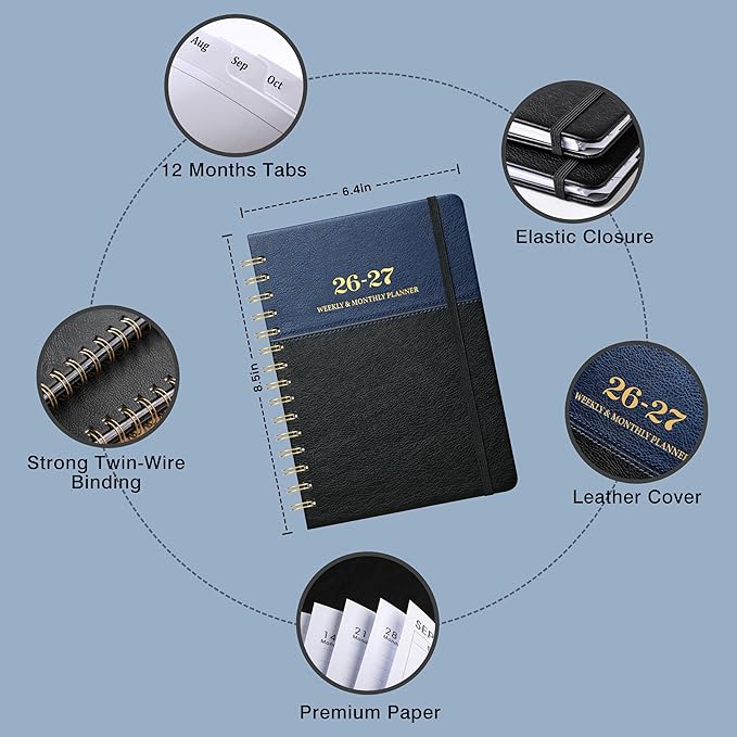 2026-2027 Planner - 2026-2027 Weekly Monthly Planner, July 2026 to June 2027, Academic Planner with Elastic Closure, Inner Pocket, 6.4'' x 8.5''