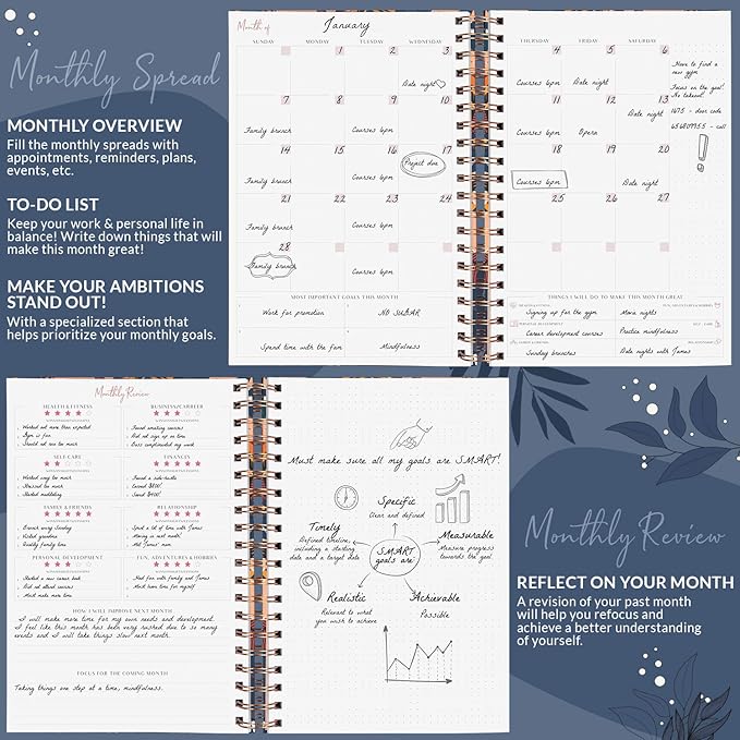 PLANBERRY Large Weekly Planner Premium – Undated Life & Budget Planner – Organizer & Productivity Journal, 8x10.4″ (Tropical Night)