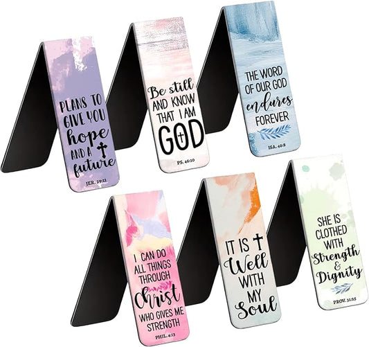 6 Pieces Bookmark, Bible Verse Magnetic Bookmarks for Women Men Book Lovers, Pastel Design Religious Scripture Book Accessories Bookmaker, Christian Gifts for Reading Lovers 2