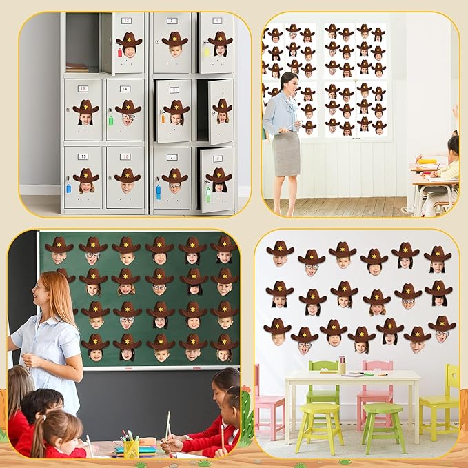160Pcs Western Cowboy Hat Cutouts West Themed Cowgirl Bulletin Board Decorations Rodeo Party Paper Cut-Outs Classroom Decor for DIY Craft Photo Wall Back to School Kindergarten Party Favor Supplies