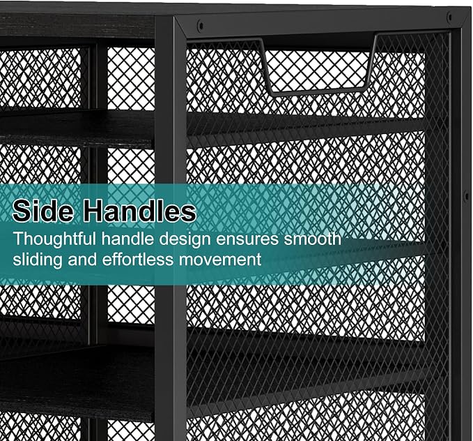 TQVAI 12 Compartments Desktop Literature Organizer, Metal Frame Paper Sorter with Handles, Adjustable Mailbox for Classroom and Office, Desk File Organizer for Document, Bill, Magazine, Black