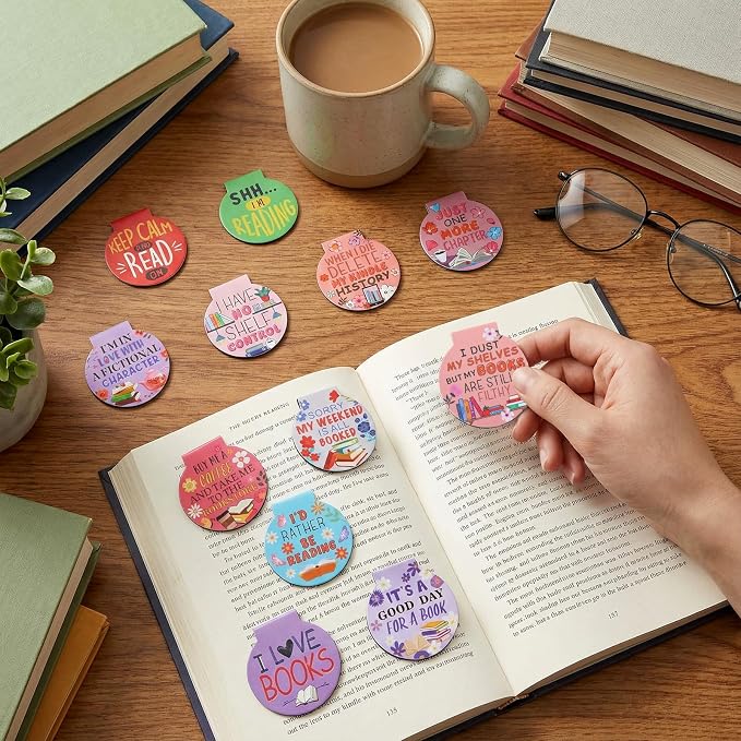 AmazingSpark 50 Pcs Flowers Magnetic Bookmarks Bulk Magnet Reading Awards for Book Lover Motivational Book Marker Clips for Library Office Incentives