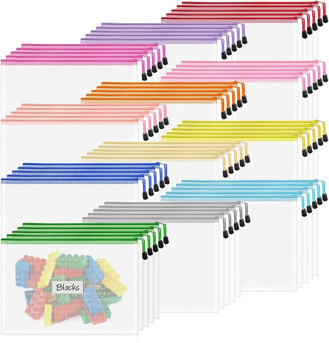 60pcs Mesh Zipper Pouch, A4 Zipper Bags for Organizing, Mesh Zipper Bag, File Organizer Pouches, Storage Pouch, Mesh Zipper Pouches for Organizing, School Office Supplies
