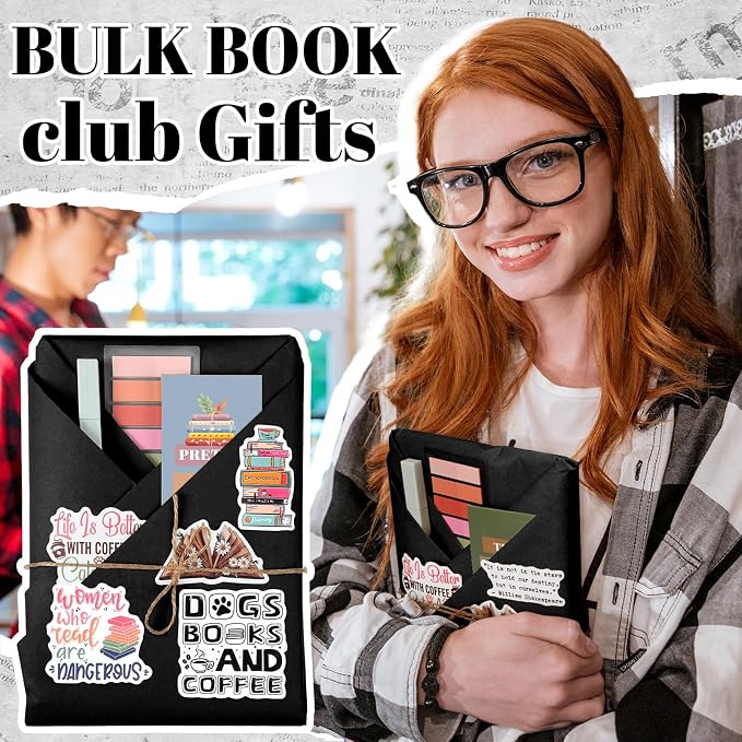 Resurhang 8 Set Blind Date with a Book Gift Box Supplies Kits Librarian Gift Excluding Books Bookish Club Gifts Bulk for Women Lovers Bookish Readers Gifts for Teachers Friends Men (Black)